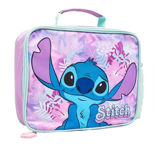 Disney Stitch Thermal Insulated Lunch Bag, Zipper & Side Pocket for Back to School
