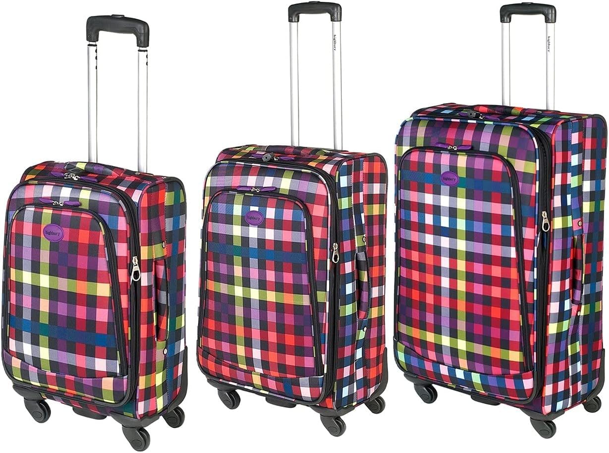 Highbury Stylish 4 Spinner Wheel Suitcase Trolley Case Range (Set of 3, Multi Coloured Box)