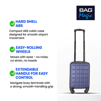 Ryanair wizzair Lightweight ABS Underseat Hard Cabin Suitcase 40x25x20cm | Cabin Approved Wizzair, RyanAir - Navy