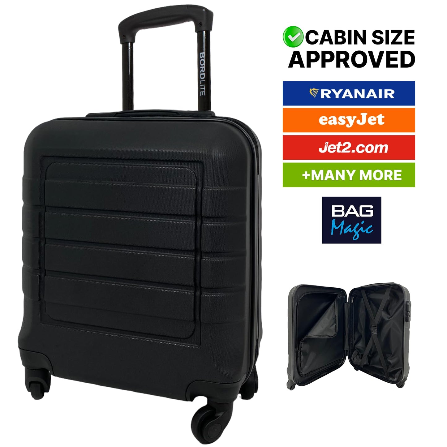 Bordlite Lightweight ABS Underseat Hard Cabin Suitcase - 45x36x20cm | Cabin Approved EasyJet, British Airways, Emirates, Virgin Atlantic & More