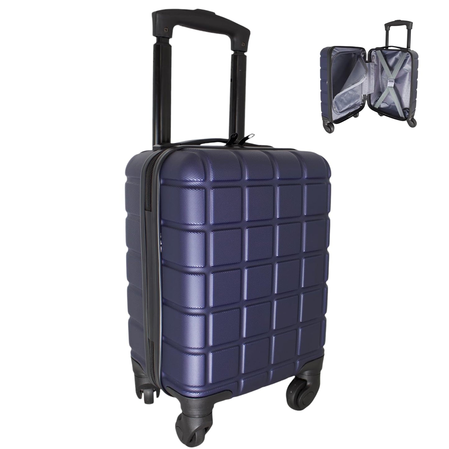Ryanair wizzair Lightweight ABS Underseat Hard Cabin Suitcase 40x25x20cm | Cabin Approved Wizzair, RyanAir - Navy