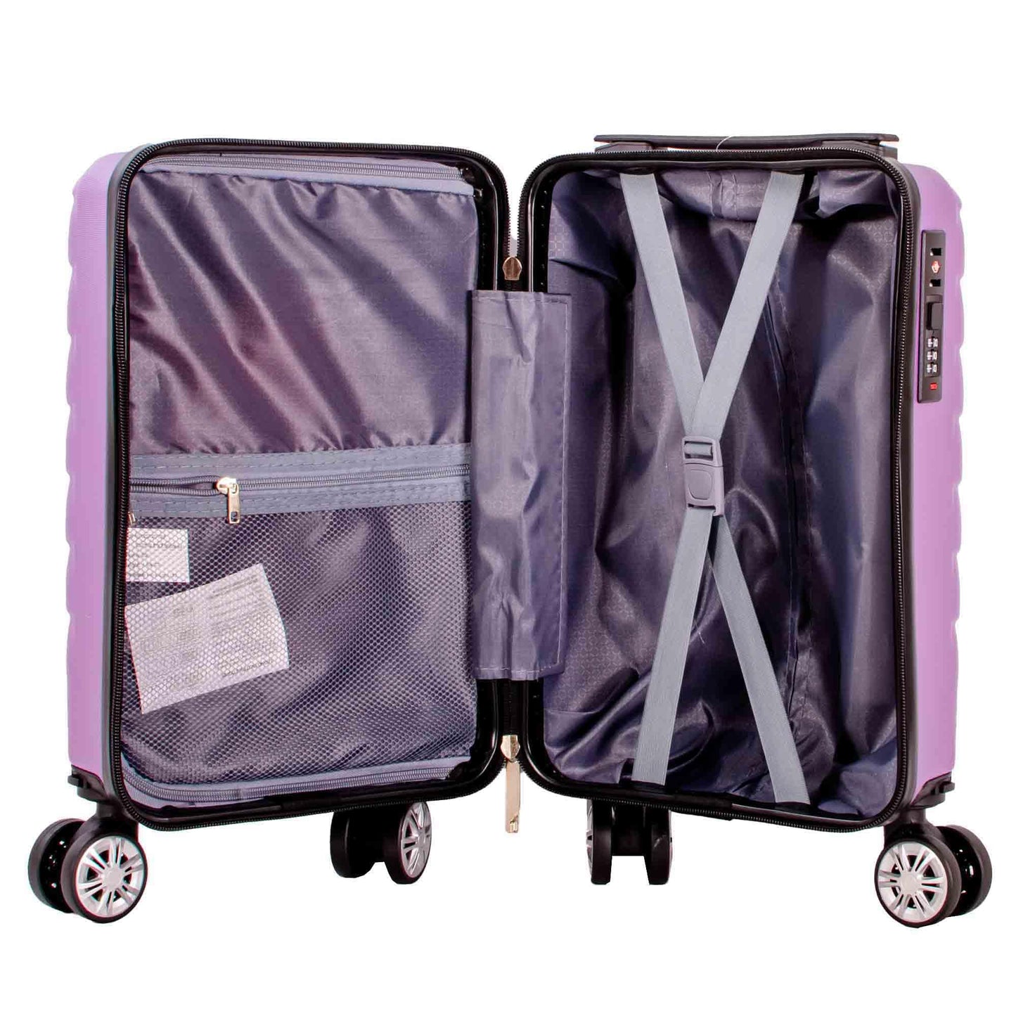 Ryanair Wizzair Lightweight Underseat Carry-On Luggage, 40x25x20 cm, Purple, 8-Wheel Spinner Suitcase