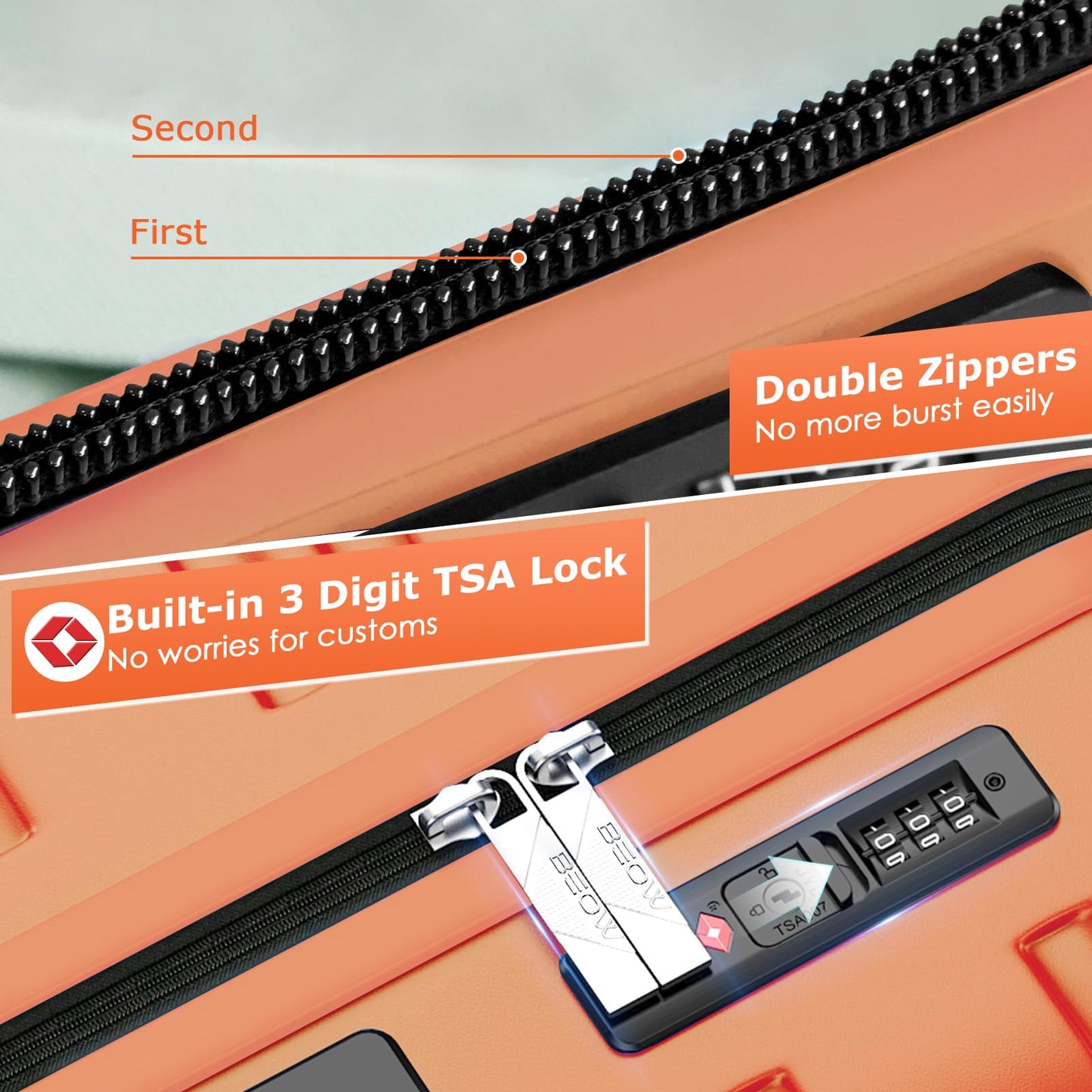 BEOW Luggage Sets 3 Piece Hardside Expandable Suitcase Set with Spinner Wheels Durable Lightweight Luggage with TSA Lock