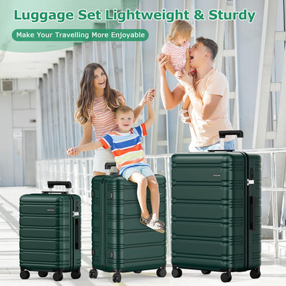 BEOW Luggage Sets 3 Piece Hardside Expandable Suitcase Set with Spinner Wheels Durable Lightweight Luggage with TSA Lock