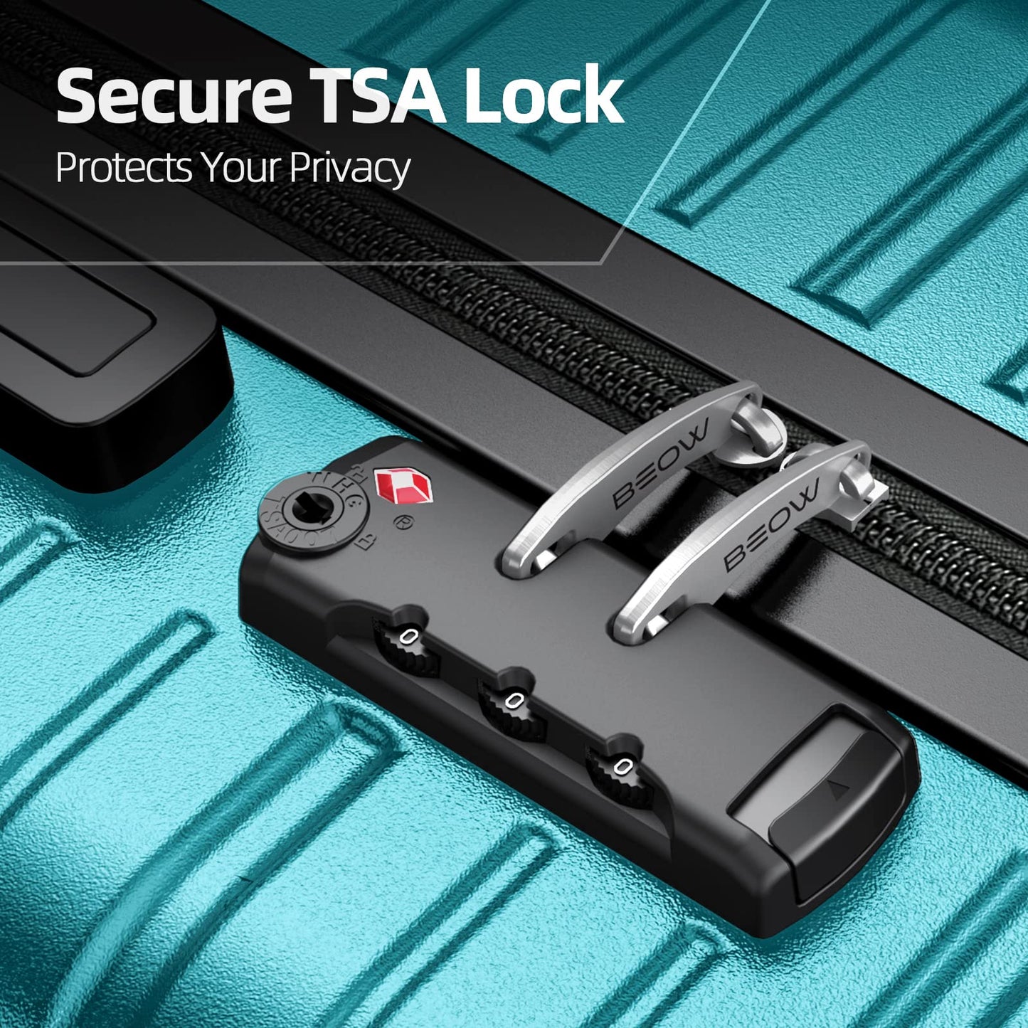 BEOW Expandable Luggage Sets 3 Piece Hardshell Lightweight PC+ABS Suitcase Spinner Wheels TSA Lock, Teal Blue