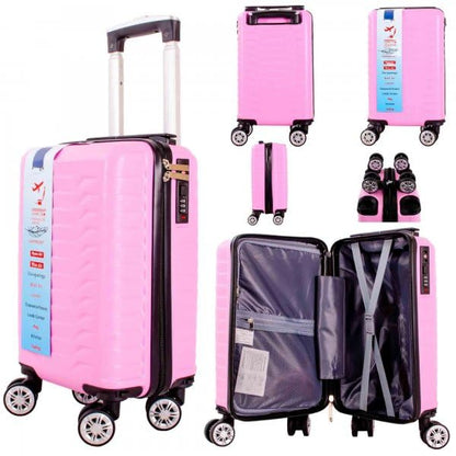 Ryanair Wizzair Lightweight Underseat Carry-On Luggage, 40x25x20 cm, Pink, 8-Wheel Spinner Suitcase