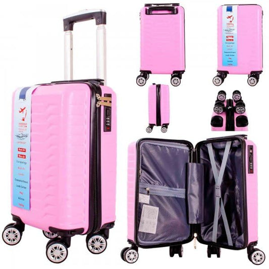 Ryanair Wizzair Lightweight Underseat Carry-On Luggage, 40x25x20 cm, Pink, 8-Wheel Spinner Suitcase