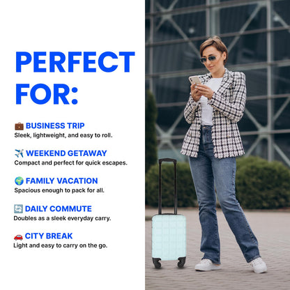 Ryanair Wizzair Lightweight ABS Underseat suitcase approved 40x25x20cm including wheels is seafoam colour