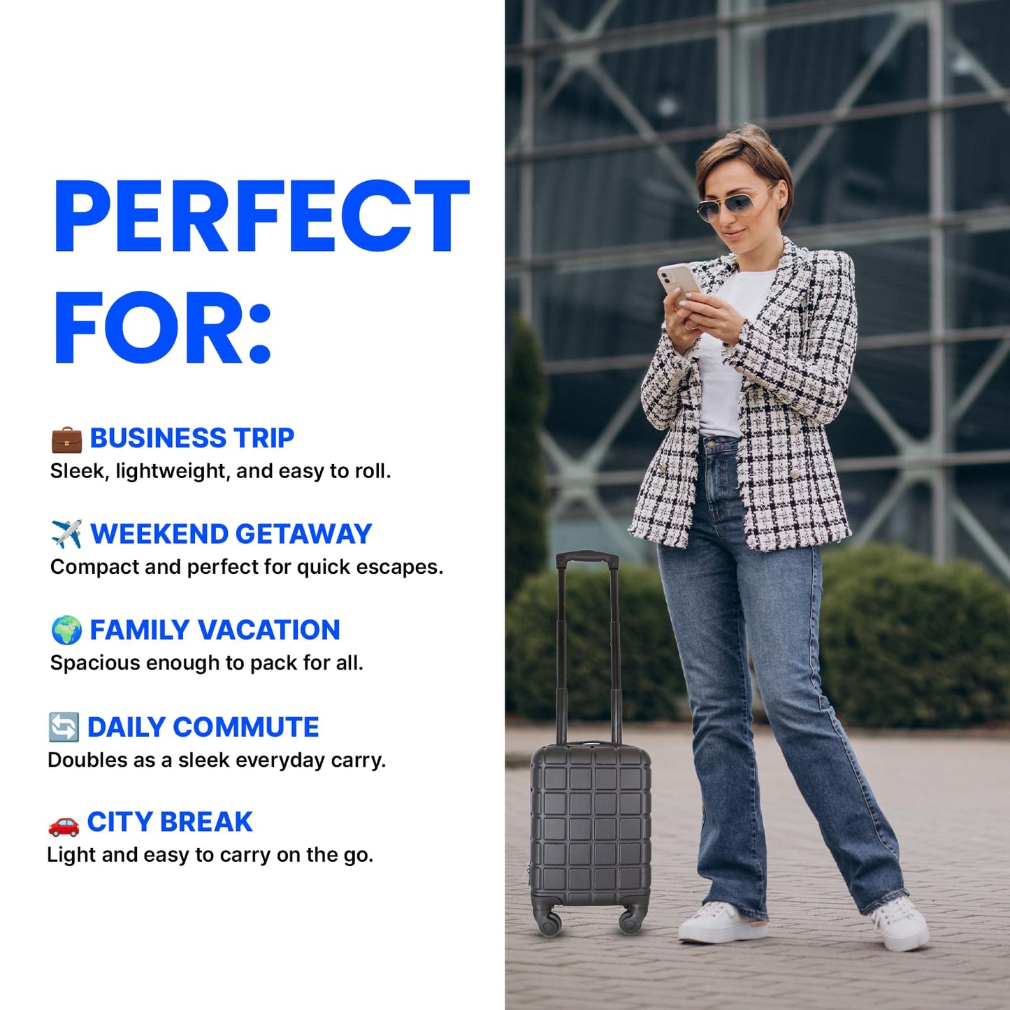 Bordlite Lightweight ABS Underseat Hard Cabin Suitcase 40x25x20cm | Cabin Approved EasyJet, RyanAir British Airways, Emirates, Virgin Atlantic & More