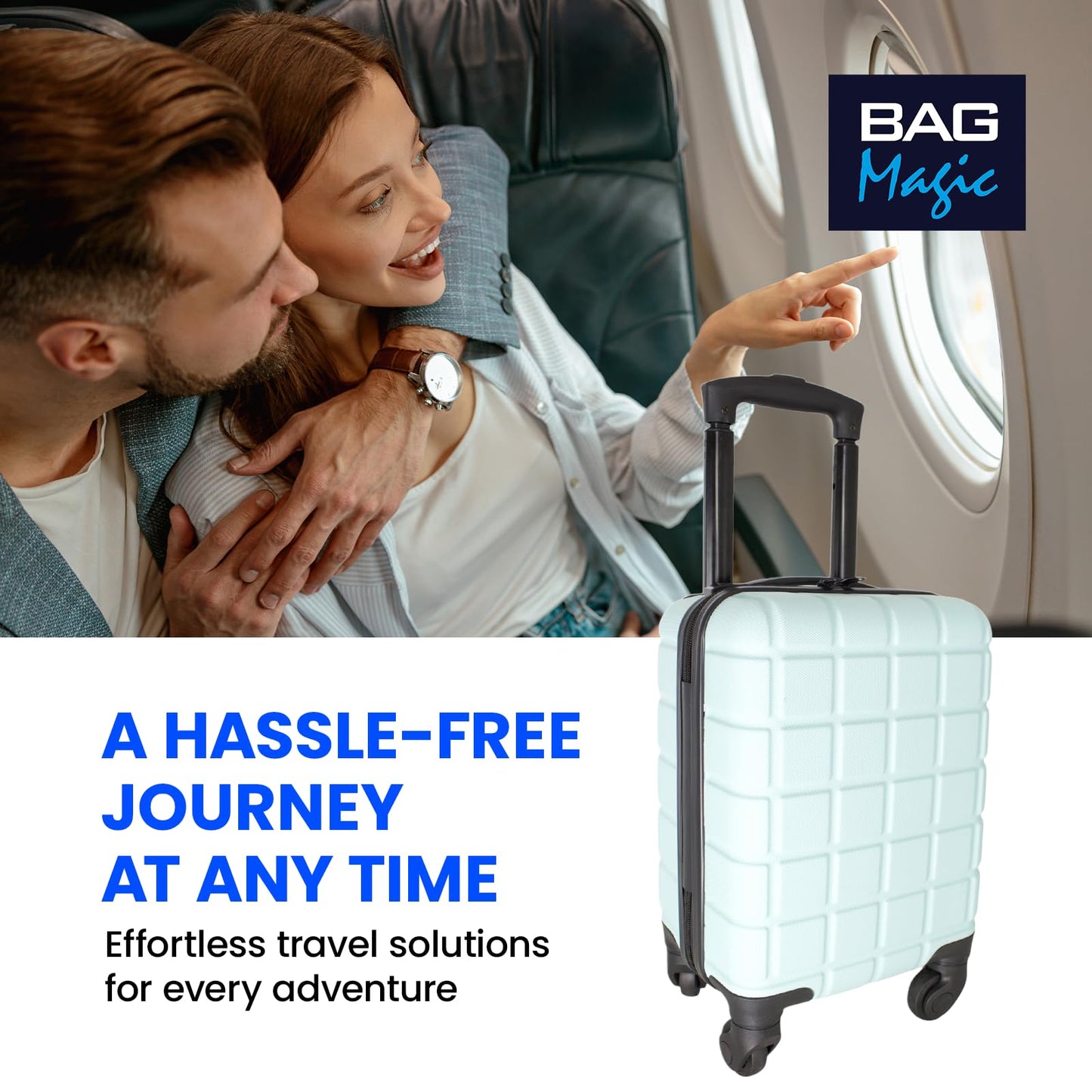 Bordlite Lightweight ABS Underseat Hard Cabin Suitcase 40x25x20cm | Cabin Approved EasyJet, RyanAir British Airways, Emirates, Virgin Atlantic & More - Seafoam