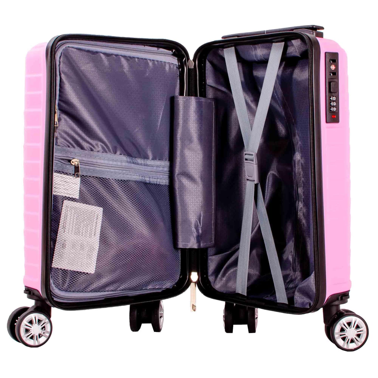 Ryanair Wizzair Lightweight Underseat Carry-On Luggage, 40x25x20 cm, Pink, 8-Wheel Spinner Suitcase