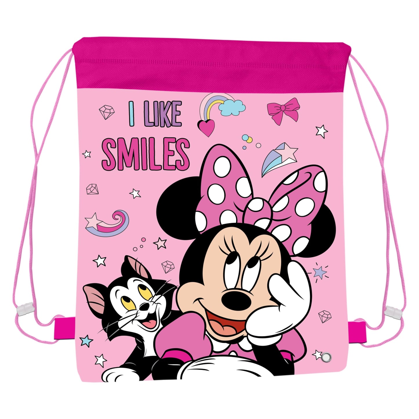 TDL Minnie Mouse Pull String Bag Childrens P.E Gym Shoe Swimming Kit Drawstring Bag For Kids, Pink, One Size