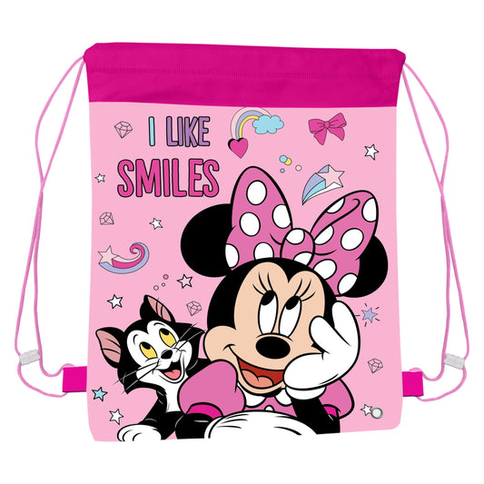 TDL Minnie Mouse Pull String Bag Childrens P.E Gym Shoe Swimming Kit Drawstring Bag For Kids, Pink, One Size