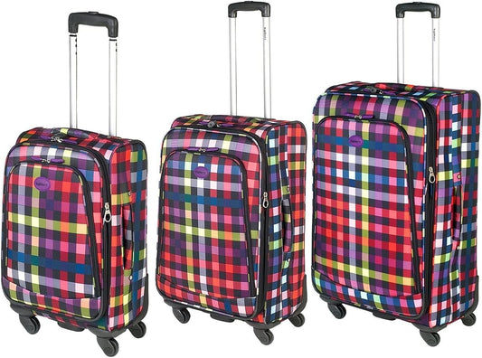 Highbury Stylish 4 Spinner Wheel Suitcase Trolley Case Range (Set of 3, Multi Coloured Box)
