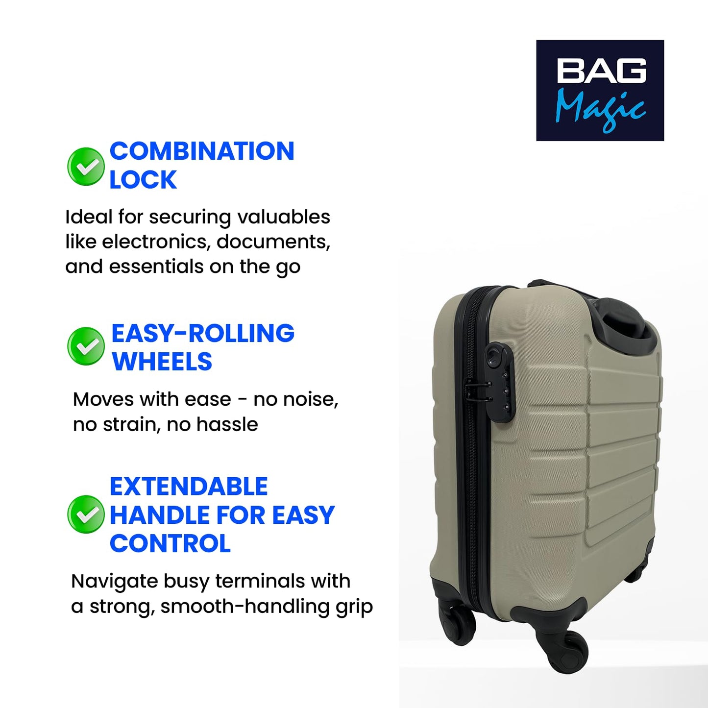 Bordlite Lightweight ABS Underseat Hard Cabin Suitcase - 45x36x20cm | Cabin Approved EasyJet, British Airways, Emirates, Virgin Atlantic & More
