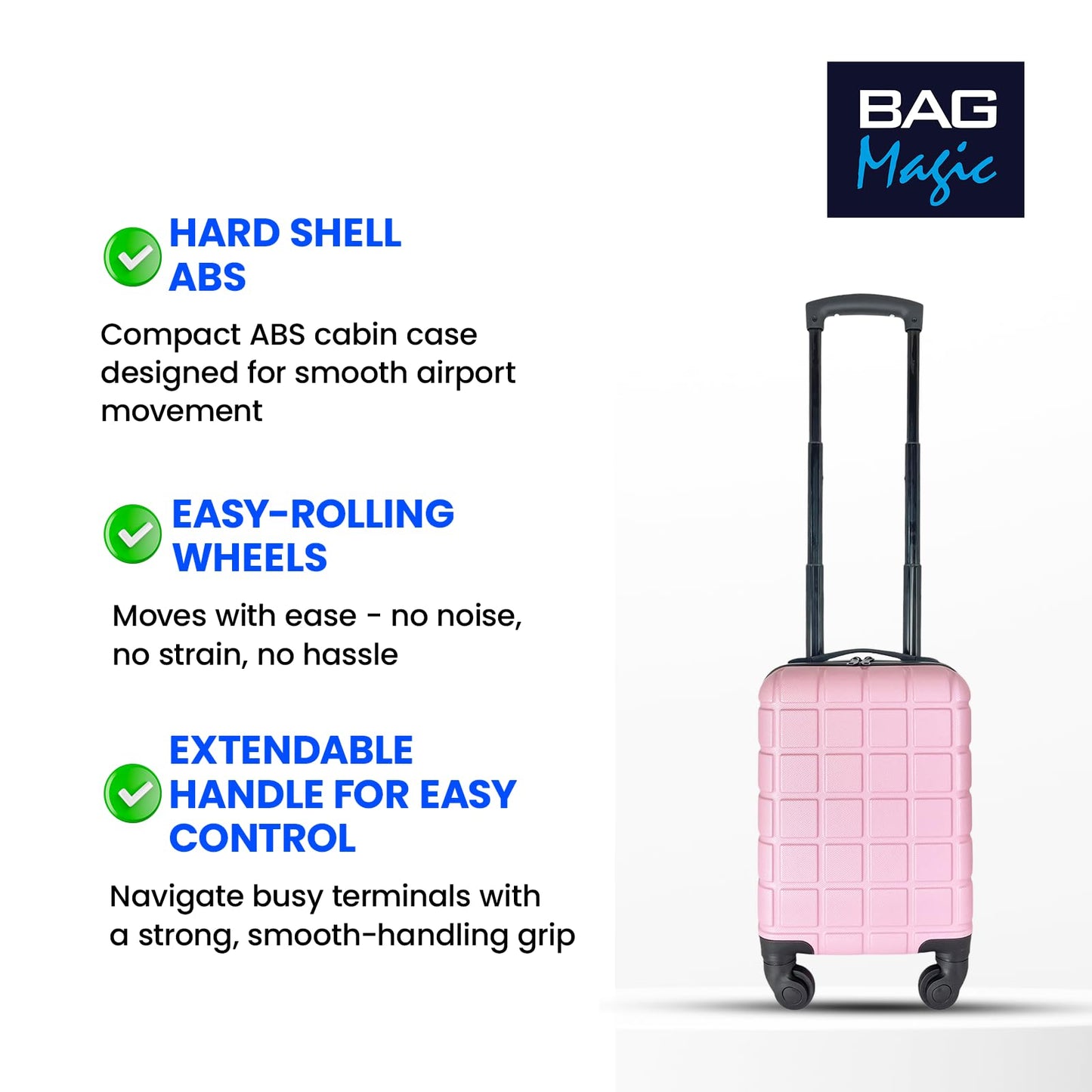 Bordlite Lightweight ABS Underseat Hard Cabin Suitcase 40x25x20cm | Cabin Approved EasyJet, RyanAir British Airways, Emirates, Virgin Atlantic & More