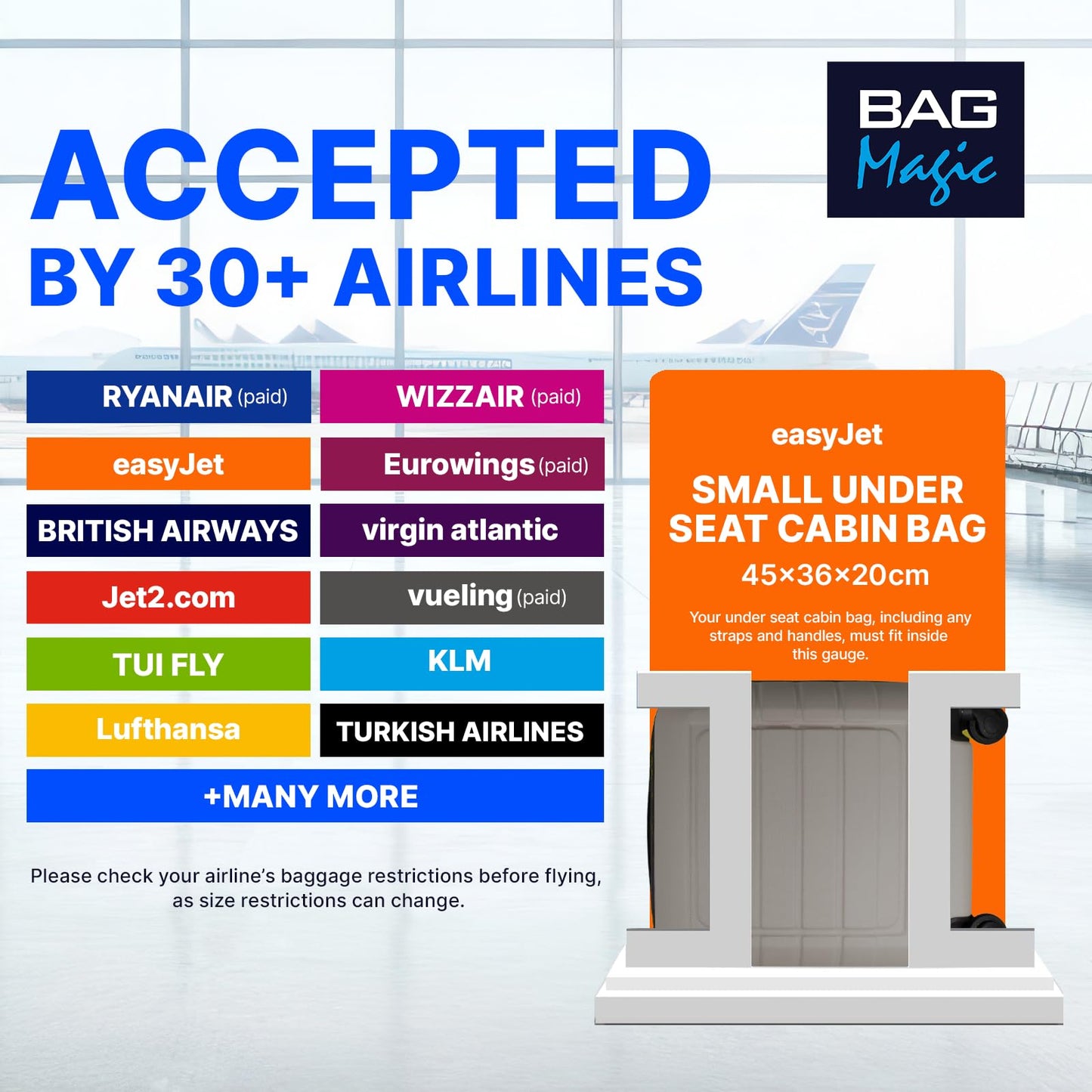 Bordlite Lightweight ABS Underseat Hard Cabin Suitcase - 45x36x20cm | Cabin Approved EasyJet, British Airways, Emirates, Virgin Atlantic & More
