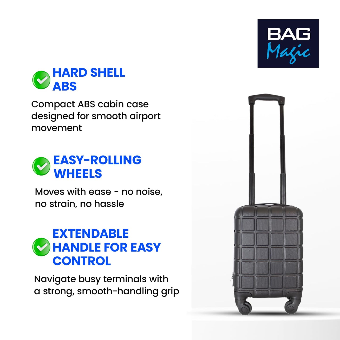 Bordlite Lightweight ABS Underseat Hard Cabin Suitcase 40x25x20cm | Cabin Approved EasyJet, RyanAir British Airways, Emirates, Virgin Atlantic & More