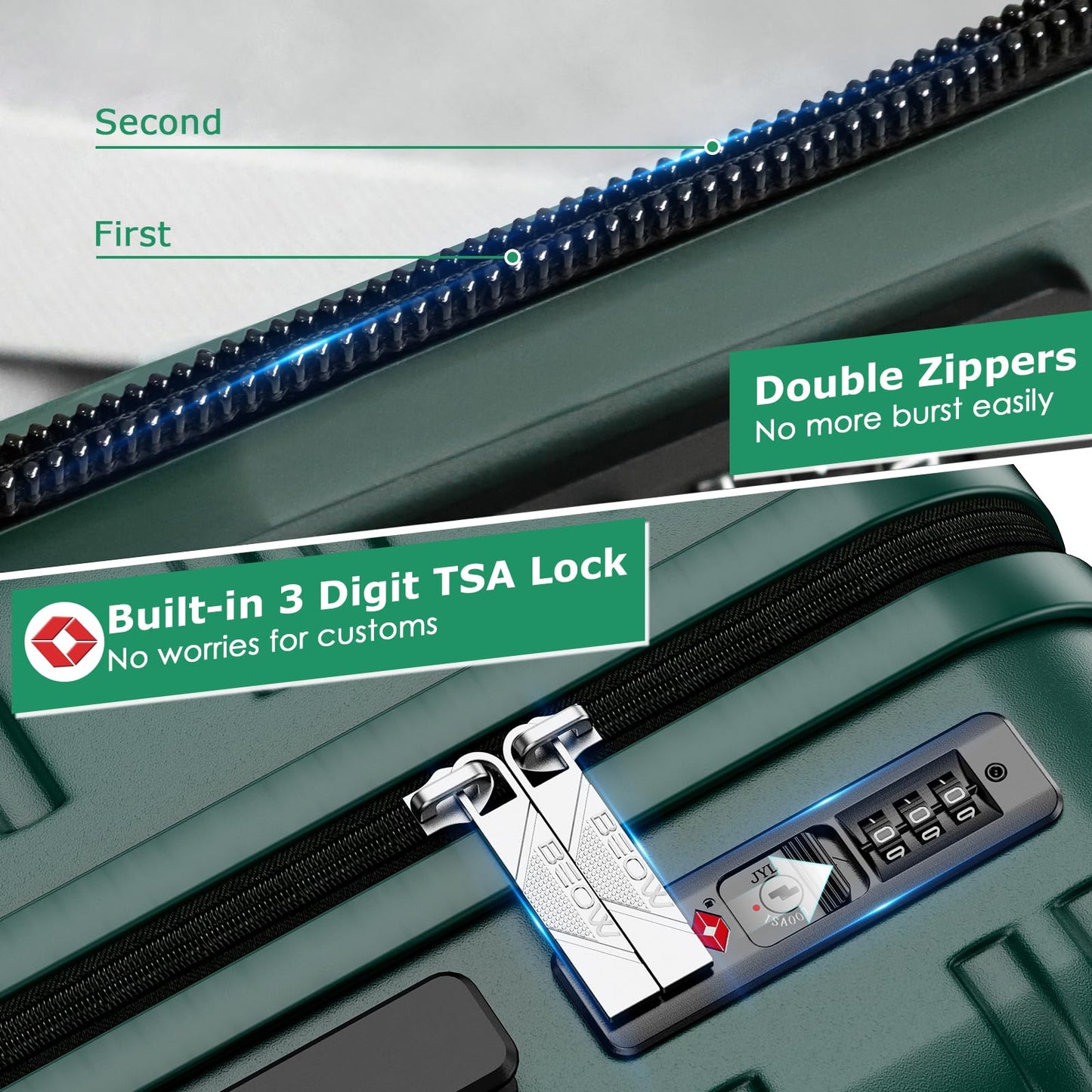 BEOW Luggage Sets 3 Piece Hardside Expandable Suitcase Set with Spinner Wheels Durable Lightweight Luggage with TSA Lock