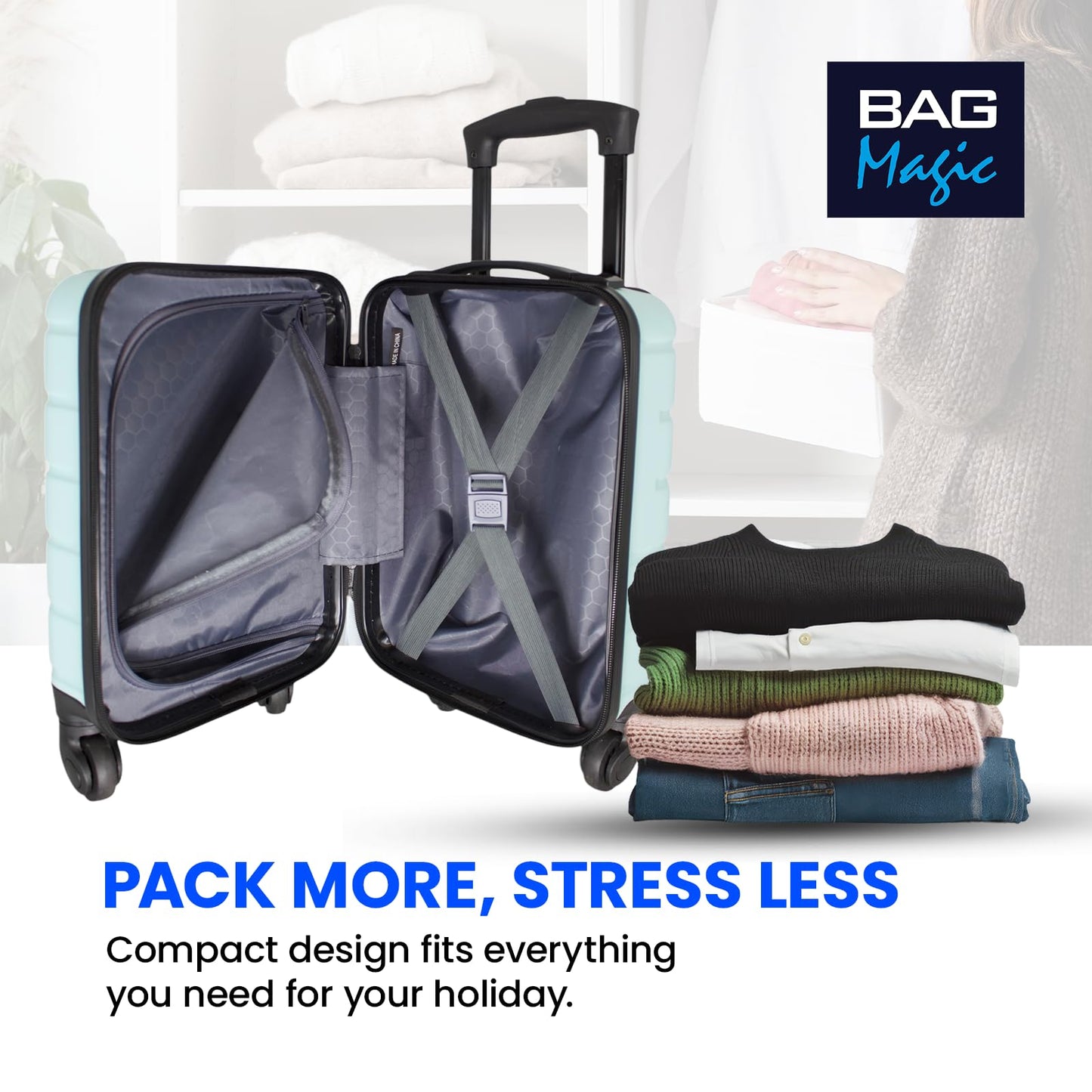 Bordlite Lightweight ABS Underseat Hard Cabin Suitcase 40x25x20cm | Cabin Approved EasyJet, RyanAir British Airways, Emirates, Virgin Atlantic & More - Seafoam