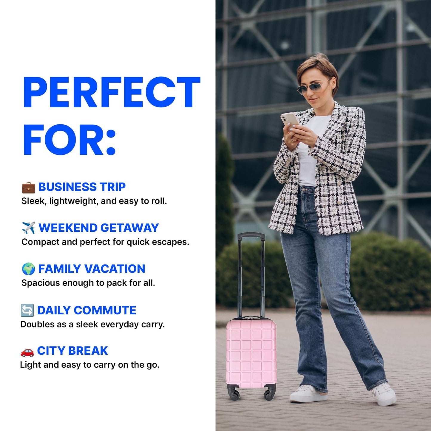 Bordlite Lightweight ABS Underseat Hard Cabin Suitcase 40x25x20cm | Cabin Approved EasyJet, RyanAir British Airways, Emirates, Virgin Atlantic & More