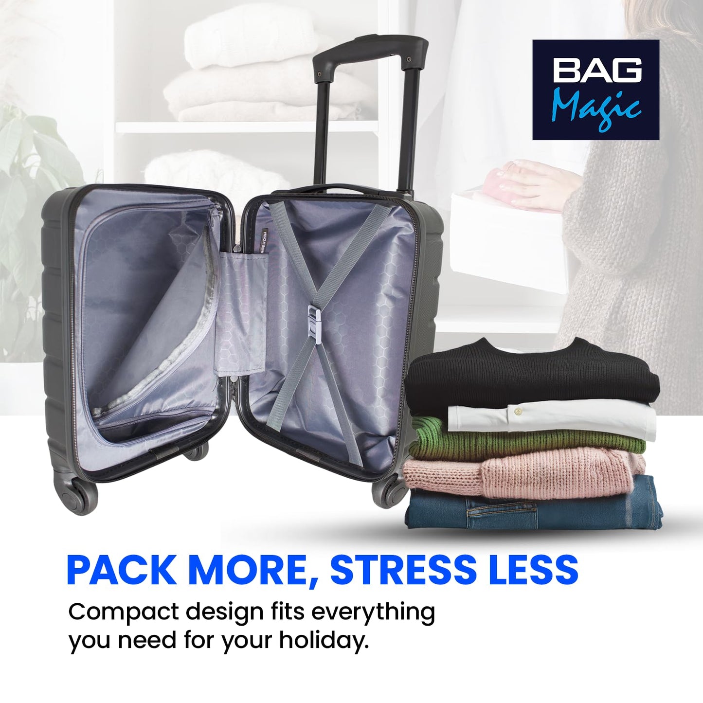 Bordlite Lightweight ABS Underseat Hard Cabin Suitcase 40x25x20cm | Cabin Approved EasyJet, RyanAir British Airways, Emirates, Virgin Atlantic & More