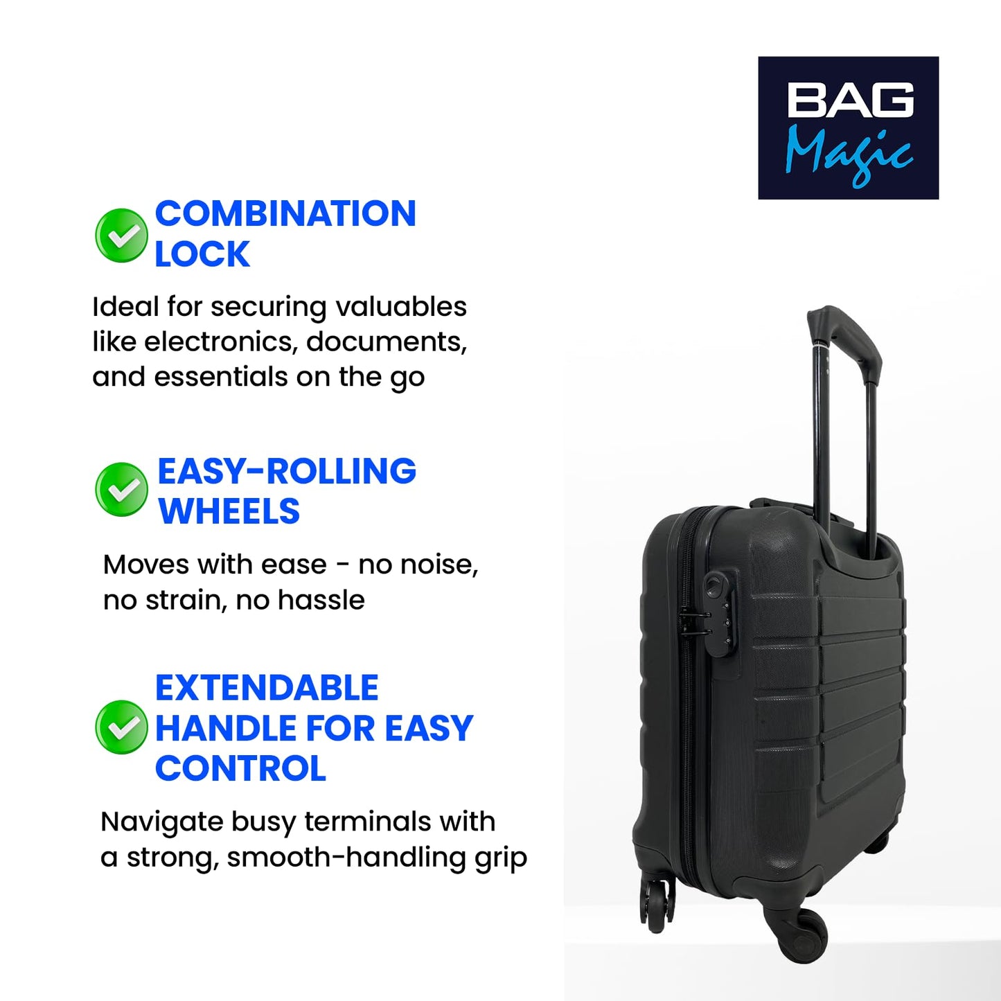 Bordlite Lightweight ABS Underseat Hard Cabin Suitcase - 45x36x20cm | Cabin Approved EasyJet, British Airways, Emirates, Virgin Atlantic & More