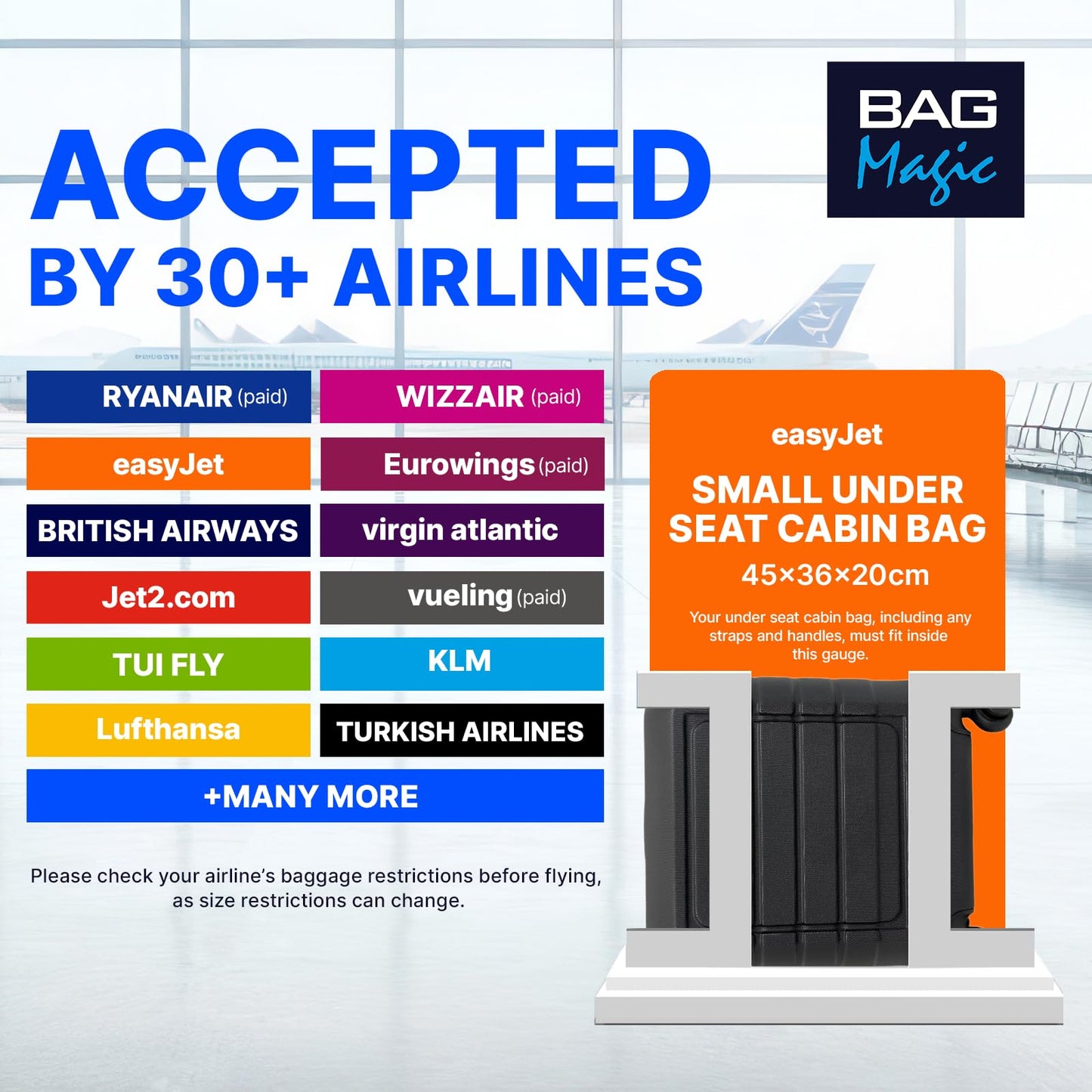 Bordlite Lightweight ABS Underseat Hard Cabin Suitcase - 45x36x20cm | Cabin Approved EasyJet, British Airways, Emirates, Virgin Atlantic & More