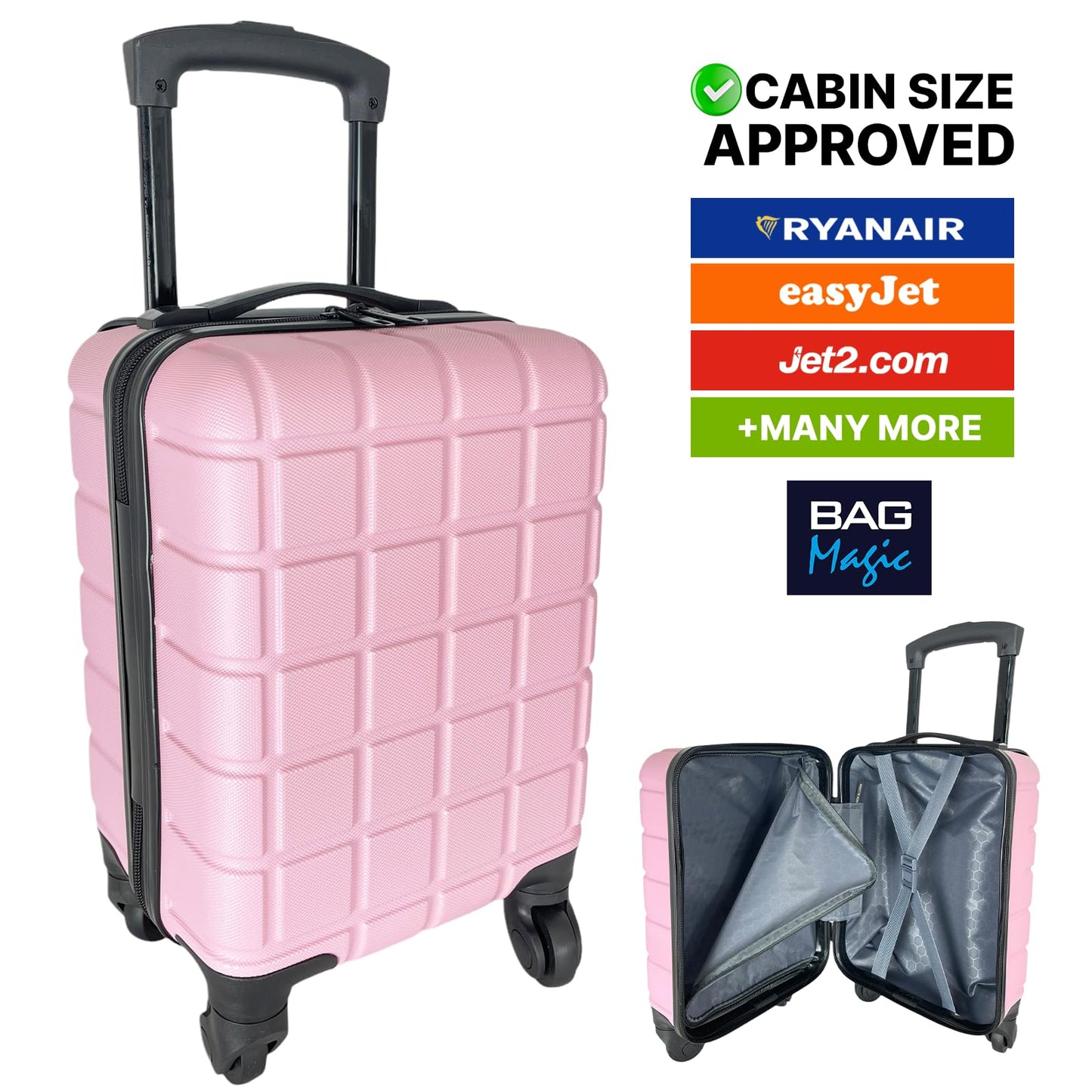 Bordlite Lightweight ABS Underseat Hard Cabin Suitcase 40x25x20cm | Cabin Approved EasyJet, RyanAir British Airways, Emirates, Virgin Atlantic & More