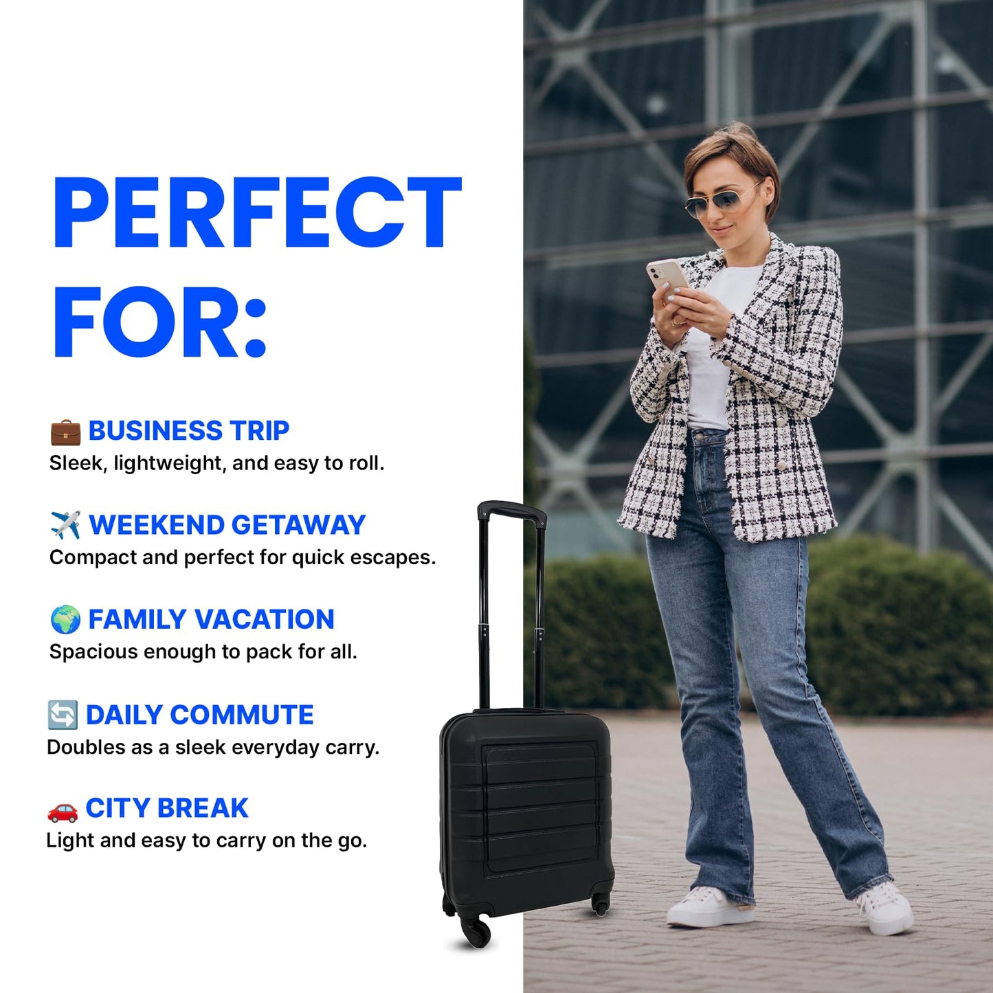 Bordlite Lightweight ABS Underseat Hard Cabin Suitcase - 45x36x20cm | Cabin Approved EasyJet, British Airways, Emirates, Virgin Atlantic & More