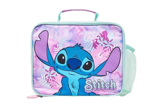 Disney Stitch Thermal Insulated Lunch Bag, Zipper & Side Pocket for Back to School