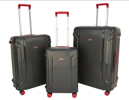 Highbury Guard hard luggage trolley set in Dark Grey, silver or teal colour