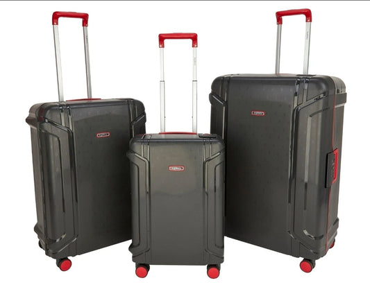 Highbury Guard hard luggage trolley set in Dark Grey, silver or teal colour