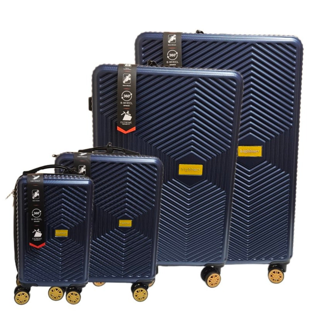 Highbury Yellowstone Hardshell Trolley Suitcase set of 4 In Navy colour