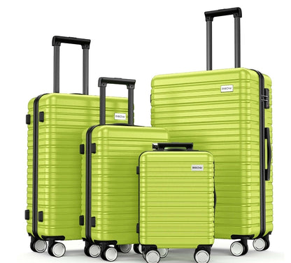 4 piece hardshell trolley suitcase set lightweight durable 360 degree spinner wheels with tsa locks