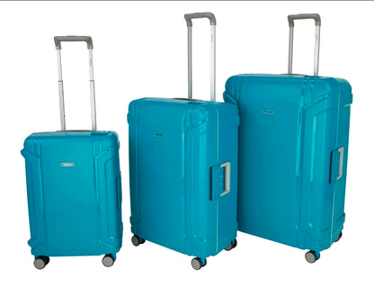 Highbury Guard hard luggage trolley set in Dark Grey, silver or teal colour