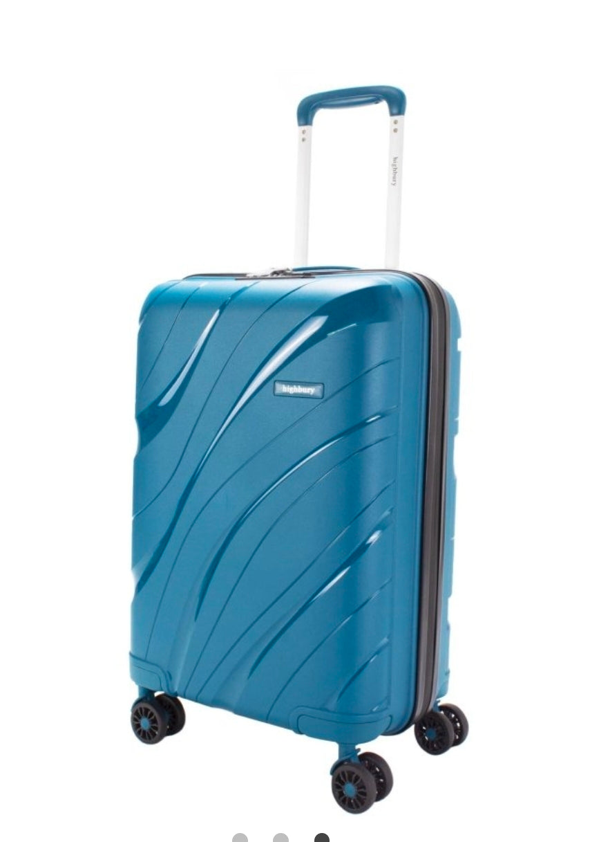 Highbury Zenith hardshell trolley suitcase set in teal and silver colour