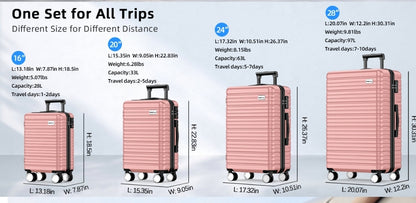 4 piece hardshell trolley suitcase set lightweight durable 360 degree spinner wheels with tsa locks