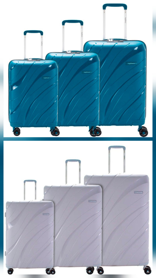 Highbury Zenith hardshell trolley suitcase set in teal and silver colour