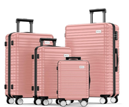 4 piece hardshell trolley suitcase set lightweight durable 360 degree spinner wheels with tsa locks