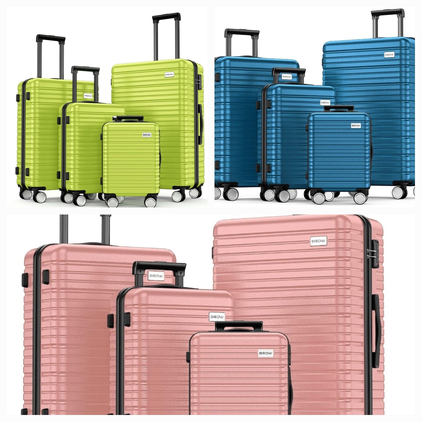 4 piece hardshell trolley suitcase set lightweight durable 360 degree spinner wheels with tsa locks