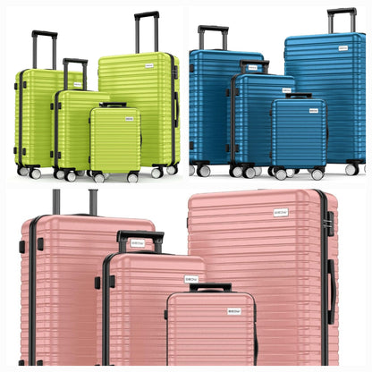 4 piece hardshell trolley suitcase set lightweight durable 360 degree spinner wheels with tsa locks