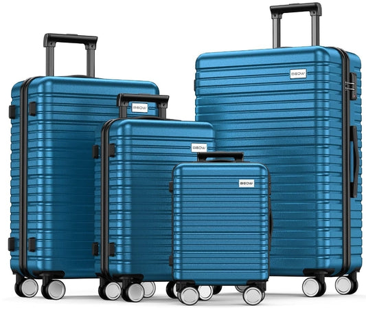 4 piece hardshell trolley suitcase set lightweight durable 360 degree spinner wheels with tsa locks