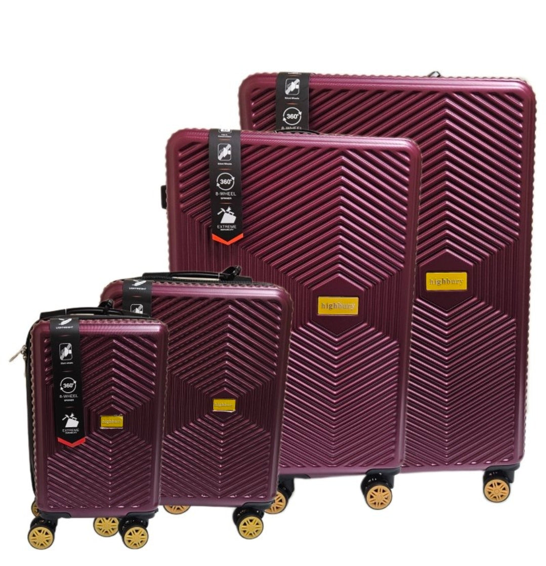 Highbury Yellowstone Hardshell Trolley Suitcase set of 4 in burgundy colour