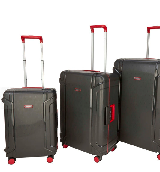 Highbury Guard hard luggage trolley set in Dark Grey, silver or teal colour