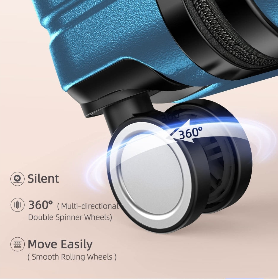 4 piece hardshell trolley suitcase set lightweight durable 360 degree spinner wheels with tsa locks