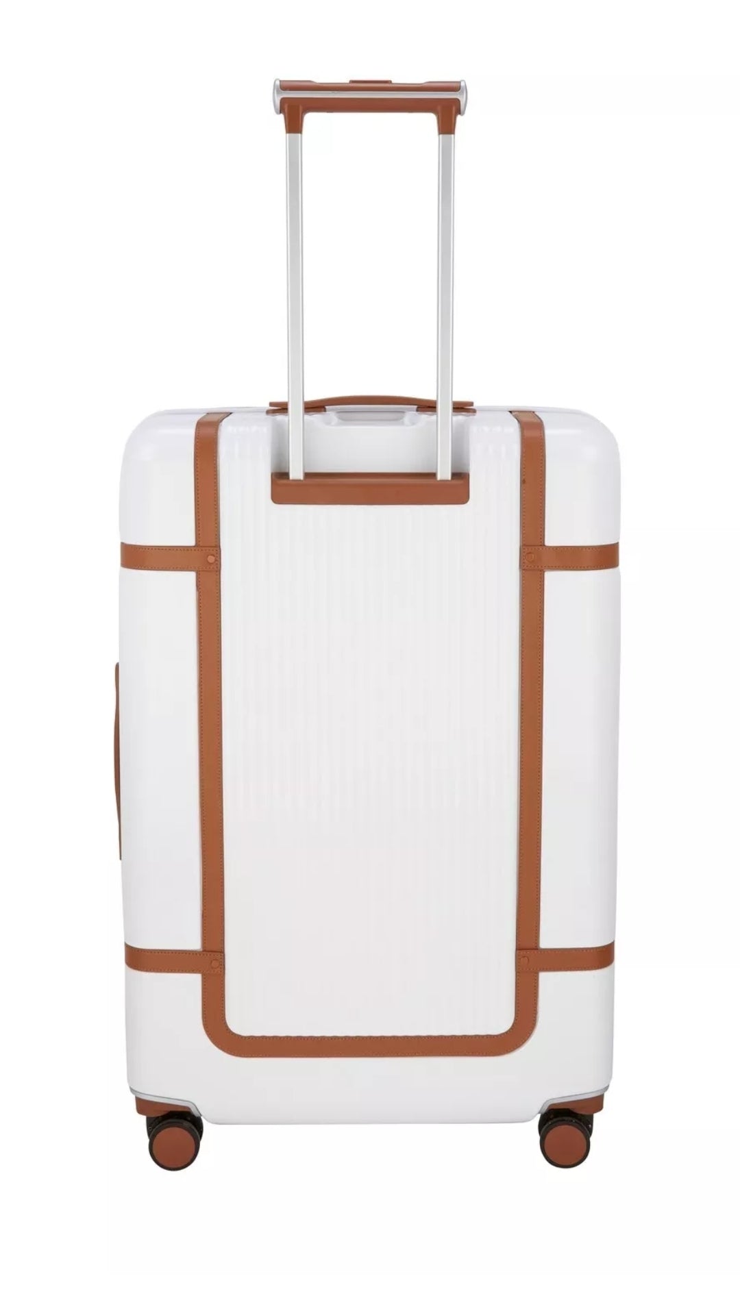 Highbury Elegance TSA Strong Hard 8-Wheel Spinner Luggage Cases 10-Year Warranty White & Tan Trim Travel Suitcases
